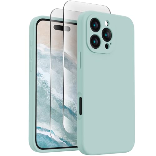 Image of FireNova Designed for iPhone 16 Pro Case, Silicone Upgraded [Camera Protection] Phone Case, Soft Anti-Scratch Microfiber Lining Inside, 2024, Mint Green