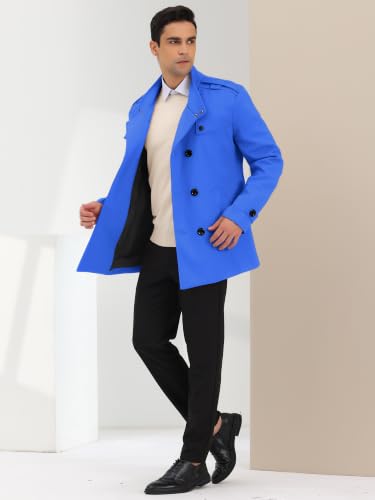 Image of Lars Amadeus Men's Winter Coat Classic Double Breasted Stand Collar | Classic double breasted pea coat with button closure and pockets, True to size fit Business ready