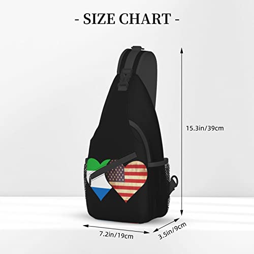 Mochila bandolera unisex bandera Sierra Leone y EE.UU. miniatura 4