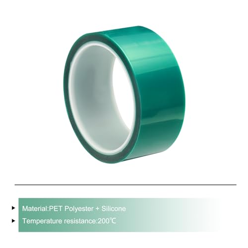 Image of MECCANIXITY Resin Tape Silicone Adhesive Tape High Temperature Resistance Easy Peeling Polyester for Epoxy Resin,River Tables,Craft,Remove Residue 1.57 Inch Wide 108FT Long(Green),Pack of 1