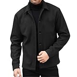 Juebong Men Trench Coat Solid Color Woolen Coats Fashion Fall Winter Outerwear Going Out Casual Jackets Lapel Button 2025 Outfits Clothes for Man Mens Formal Coat Business Dressy Work Shacket