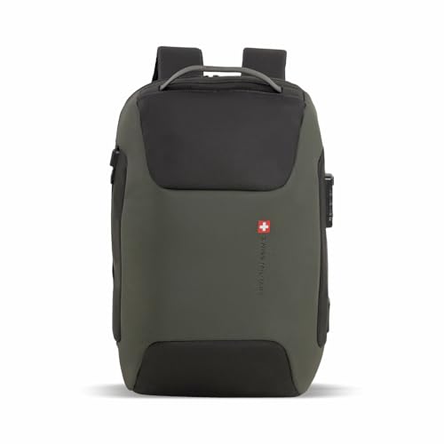 Image of SWISS MILITARY LUKE 23L 15.6 inch Laptop Backpack for Men & Women, Polyester, Padded Laptop & iPad Compartment, USB A & C Charging Port, TSA Lock, Multiple Quick Access Pockets, Keychain Holder