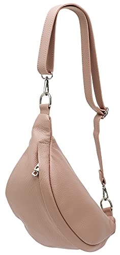 SH Leder ® echt Leder Hüfttasche Damen Herren Unisex Gürteltasche für Festival Reise Bauchtasche mittelgroße Crossbody Bag Frauen Ledertasche 32x17cm Marie G528 (Nude)