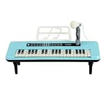 GYMAX Kids Piano Keyboard, 37 Keys Children Piano with Music Stand, Microphone and Detachable Legs, Educational Electronic Keyboard for 3+ Years Old (Blue)