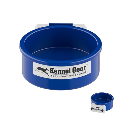 Kennel-Gear Dog Crate Water Bowl No Spill, 20oz Food-Grade Polypropylene Feeder, Secure Crate Mount with Covered Parts, Travel-Ready & Easy to Clean (Blue)