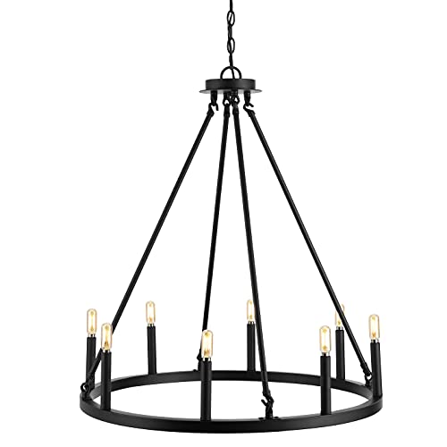 Jonathan Y Jyl7496A Oberto Ring 28" 8-Light Iron Rustic Farmhouse Led Chandelier, Bohemian, Cottage, Southwestern Dimmable Adjustable Dining Room, Living Room, Kitchen, Foyer, Oil Rubbed Bronze #TOP11