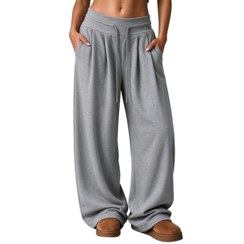 Womens Wide Leg Sweatpants Butt Lifting High Waist Sweat Pants with Pockets - image 4
