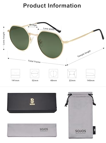 SOJOS Round Polygon Polarized Sunglasses for Women Men Retro Classic Vintage Panto Octagonal Shades SJ1157