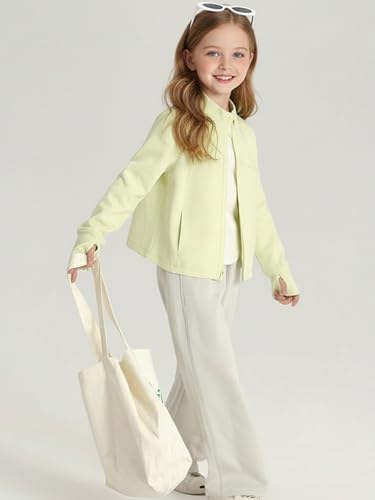 Image of 2026 Premium Girls Zip Up Athletic Jacket, Raglan Sleeves Winter Coat with Thumb Holes & Front Pockets