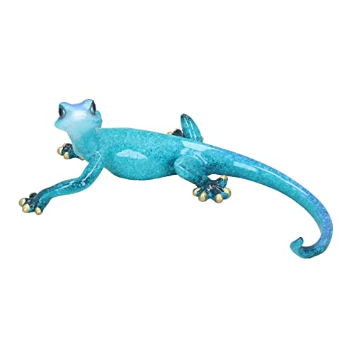 Sculpture murale lézard gecko bleu moucheté en résine décorative