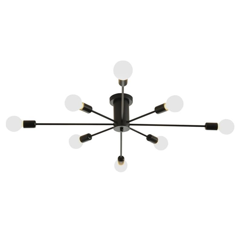 Lámparas de techo LED de 8 luces en hierro negro y oro para salón
