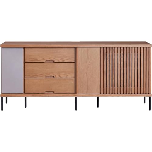 Ohget モーブル サイドボード リビング 引き戸 引き出し 木製 和モダン 幅160cm 完成品 開梱設置無料 オークヴィンテージナチュラル (ブラウン) [並行輸入品]