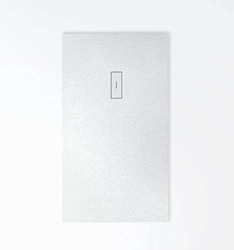 Plato de ducha de resina EVOLUTION color BLANCO Extraplano, incluye válvula y tapa imantada, todas las medidas disponibles. 5 Años de garantía. Textura pizarra antideslizante C-3.Capa de GEL COAT