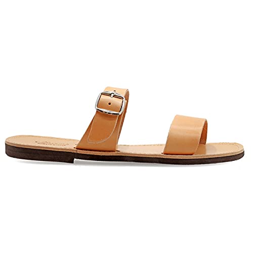 Emmanuela Ancient Greek Style Leather Sandals for Men, Quality Handmade Open Toe Men's Sandals with Adjustable Buckle Strap, Slide on Summer Shoes, Slider Strappy Mules3