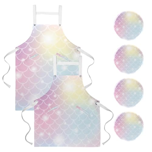 Tablier pour cuisine et nettoyage de la maison avec 4 broches géométriques