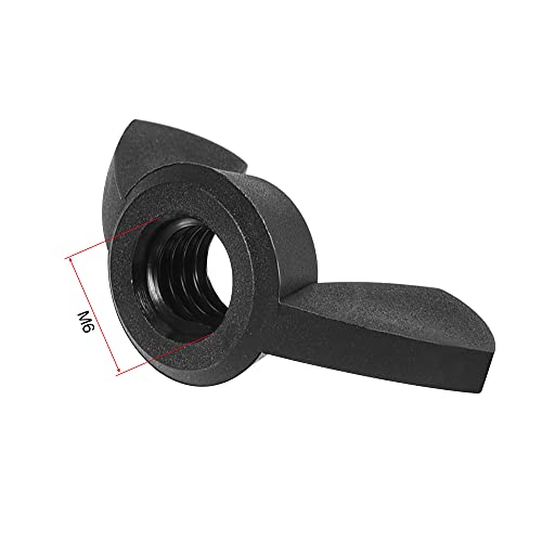 sourcing map 12 Stück M6 Flügelmuttern Nylon Schmetterlingsmutter Handdrehung Festziehen Befestigungen Schwarz
