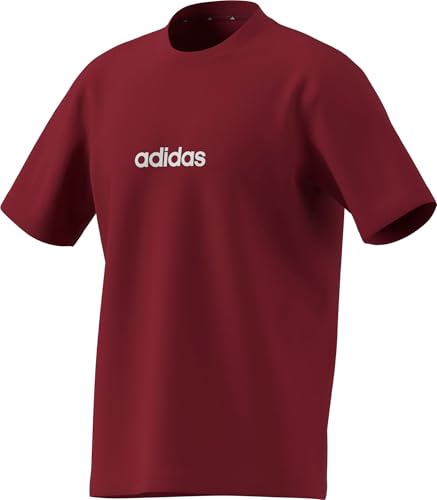 adidas Men's Essentials LINEAR Single Jersey Tee, Active Maroon/White, S – Ansicht 4