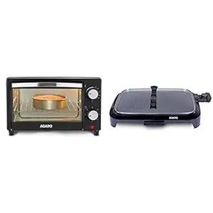 AGARO 33266 9L Oven Toaster Grill, Black+AGARO 1600 Watt Barbeque Non-Stick Electric Griller with Toughen