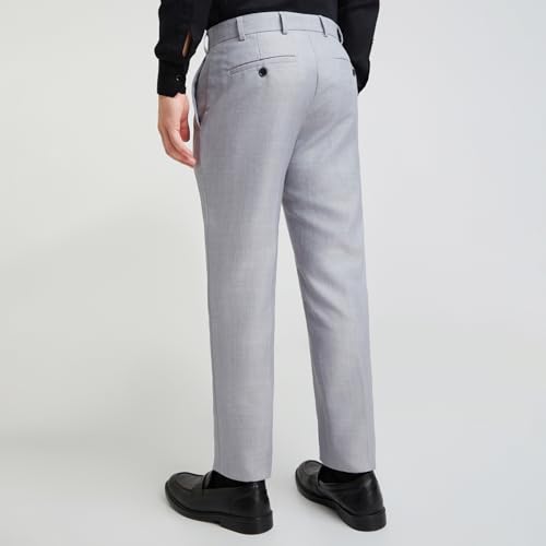 Image of Raymond Men's Slim Fit Checks Pattern Poly Viscose Blend Flat Front Formal Trouser
