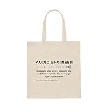 Bolsa de lona para hombre y mujer, diseño de sonido sonoro, tecnólogo, significado, humorístico, auditivo, amante, para hombres y mujeres, Natural, Medium