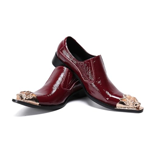 Men's Leather Shoes, British Casual Business Metal Pointed Toe Men's Dress Shoes, Wedding Party Banquet Nightclub Stage Host Barber Uniform Office Work Shoes3