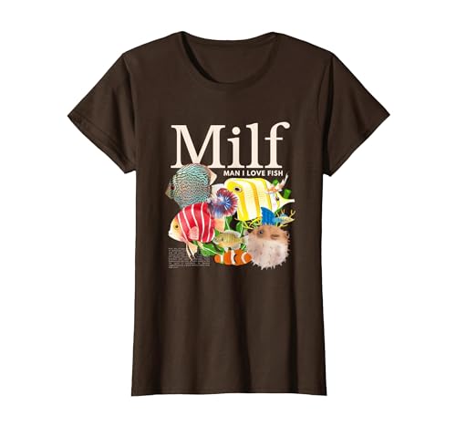 Image of Milf Man I Love Pisces Funny Fisherman Humour Nature T-Shirt, Women, Brown, XX-Large