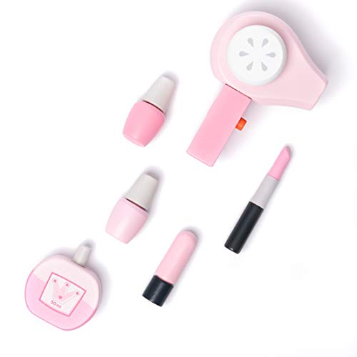 umu Wooden Beauty Salon Toys for Girls Makeup Playset 12 Piece Kit with Makeup, Brush, Mirror and Cosmetics Case for 3, 4 and 5 Olds - Thumbnail 5