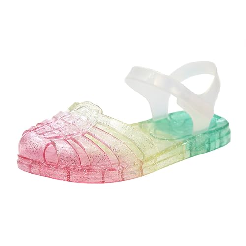 Girls Princess Jelly Sandals Toddler Kids Summer Rainbow Glitter Sparkly Party Mary Jane Shoes Colorful Flat Sandal