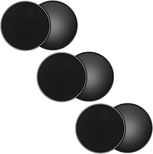 Tuokay, 6er Doppelseitige Gliding Discs, Fitness Disc Slides für Fitnessstudio, Zuhause, Yoga, Pilates, für Teppich, Fliesen, Laminat, Holzboden (Schwarz)