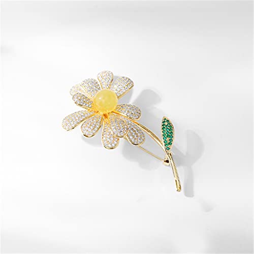 Broche marguerite cire d'abeille naturelle et pierre précieuse femelle