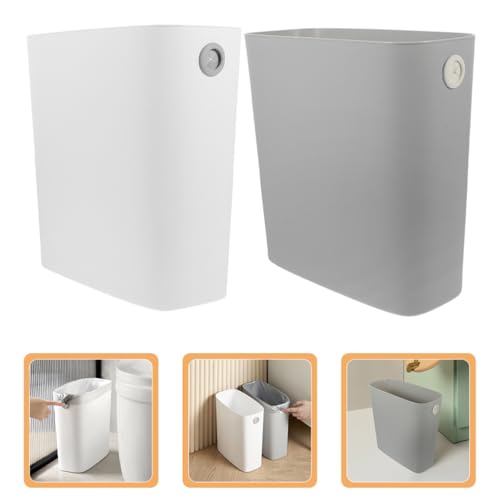 2 piezas canecas de plástico rectangulares, abiertas, para baño y cocina miniatura 7