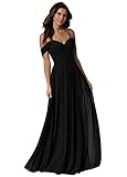 Miao Duo Floor Length Black Bridesmaid Dresses Chiffon Long Evening Prom Dress Black 10 OYI