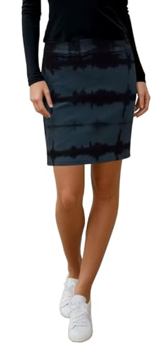 Baby'O Women's Tie Dye Stretch Denim Above The Knee Skirt