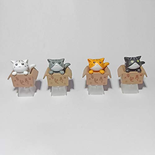 Image of Cat Keycap Esc keycaps DIY Personality Custom Cartoon Anime Keycap Replacement Bottom Backlit Keycaps Gift for Mechanical Keyboard KeyCap OEM R4 Height (Transparent) (White)