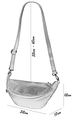 SH Leder ® echt Leder Hüfttasche Damen Herren Unisex Gürteltasche für Festival Reise Bauchtasche mittelgroße Crossbody Bag Frauen Ledertasche 32x17cm Marie G528 (Nude)