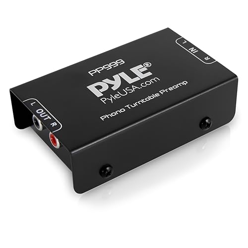 Pyle Preamplificatore Phono, Amplificatore Audio Stereo Mini con RCA, Bassa Rumorosità, Alimentato da Adattatore 12V DC - Nero