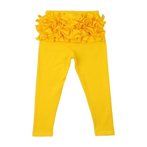 Image of HOOLCHEAN Baby Toddler and Little Girls Ruffles Buttocks Leggings Solid Color Pants
