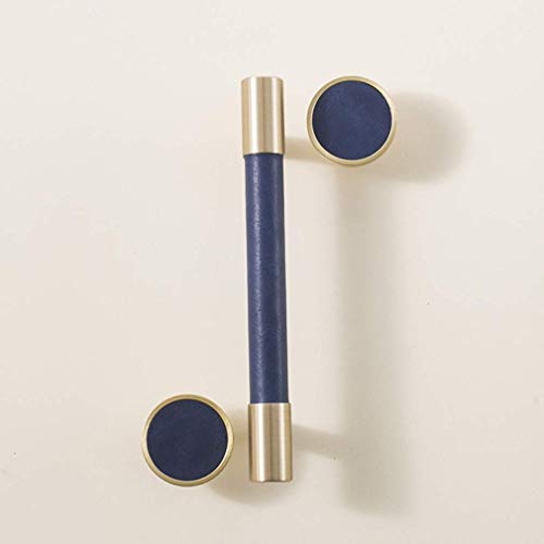 LMZJLU Manija de Gabinete de Latón Macizo,Tirador de Puerta Armario,Tirador de Cajón para Baño,Herrajes de Muebles de Cocina,T Barra Dorado Perilla,Cuero Artificial-Costura a Mano