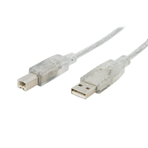 StarTech.com 6 ft Clear A to B USB 2.0 Cable - M/M - USB Cable - USB (M) to USB Type B (M) - 6 ft - Transparent - USBFAB6T