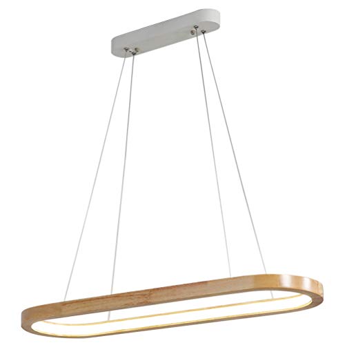 Preisvergleich Produktbild Modern LED Esstisch Pendelleuchte Dimmbar Pendellampe Holz Hängeleuchte Hängelampe Bürolampe Höheverstellbar 3000K-6000K Für Esszimmer Wohnzimmer Büro Restaurant Cafe Studio Mit Fernbedienung (90Cm)