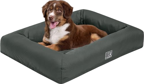 Bestfor Orthopaedic Pet Bed. Removable Waterproof Cover, Cooling Gel Memory Foam, Eggcrate Style, Dog Bed and Bolster Sofa, Full Spine Support, Non-Skid Bottom, Ideal for Crates, Soft and Cozy Large