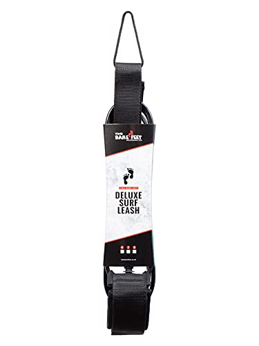 Two Bare Feet Deluxe Surfboard Leash Black - 6ft, 7ft or 8ft Lengths (8ft)