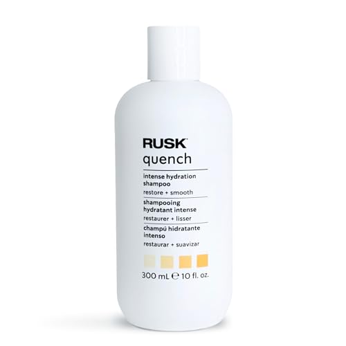 RUSK Quench Intense Hydrating Shampoo - Moisturizing Cleanser for Dry Hair - Hydrating Formula with Shea Butter for Curly Coarse Hair - Gentle Salon Care for Shine Softness Smooth Finish (10 fl oz)