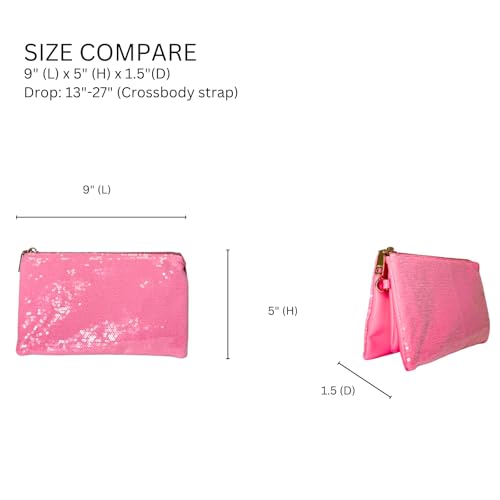 JEN & CO. Riley Sequin Small Crossbody Bags Wristlet Wallets Clutch Purses Shoulder Handbag for Women3