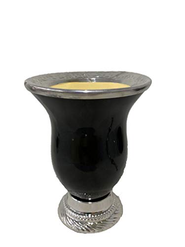 Kit chimarrão Cuia porongo Preta e Bomba Pedra Preta banhada ouro 18
