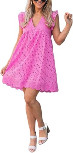 Image of California Romper Dress with Shorts and Pocket Solid Color California Lace Dress Romper Summer V-Neck Short Skirt