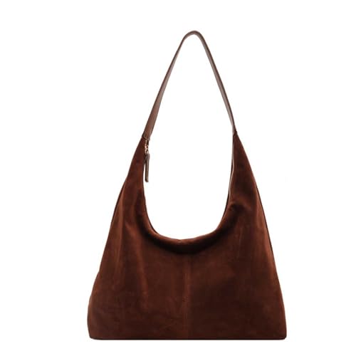 Sac à main bandoulière bohème souple marron grand format