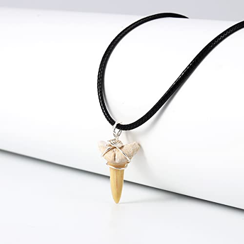 Shark Tooth Necklace For Men Boys, Genuine Fossil Shark Teeth Jewelry,Surfer Necklace Cool Beach Necklaces For Men, Teen Girls Leather Cord Shark Necklace, Shark Tooth Pendant Neckless #TOP3