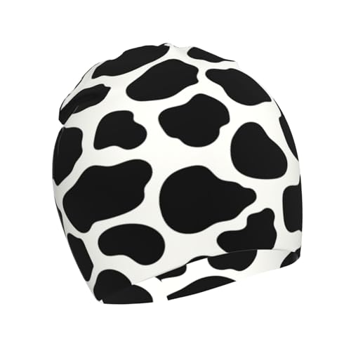 Rqzwdq Cow Print Kids Beanie Hats Warm Knit Beanie Cap Skull Caps Gifts Decor for Boys Girls White