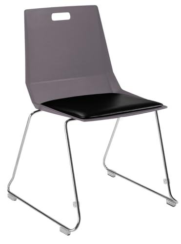 LuvraFlex Stack Chair Poly Back & Padded Seat Charcoal & Black